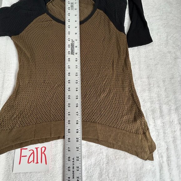 Rag & Bone Women Colorblock Genevieve Long Sleeve Perforated Sweater Small Brown - Picture 7 of 7